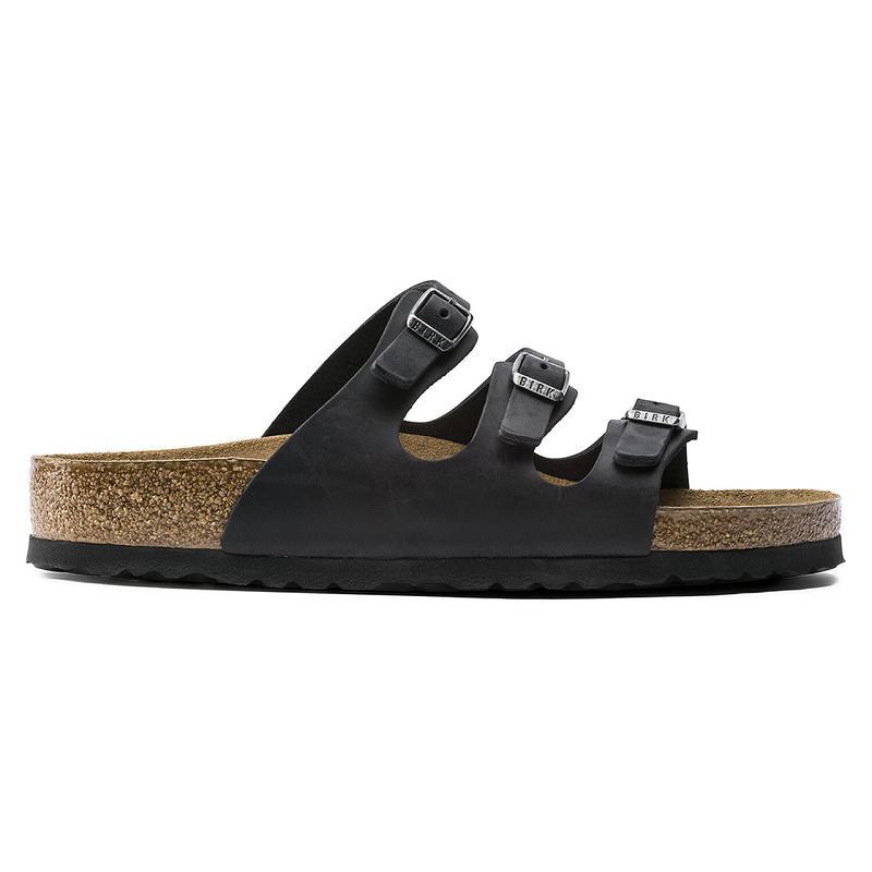 Birkenstock Soft Footbed Oiled Læder Florida Dame Sort | DK 458VRW